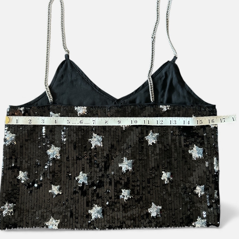 Dance & Marvel Women’s Sequin Silver Star and Black Tank Crop Top. Size S - Picture 3 of 10